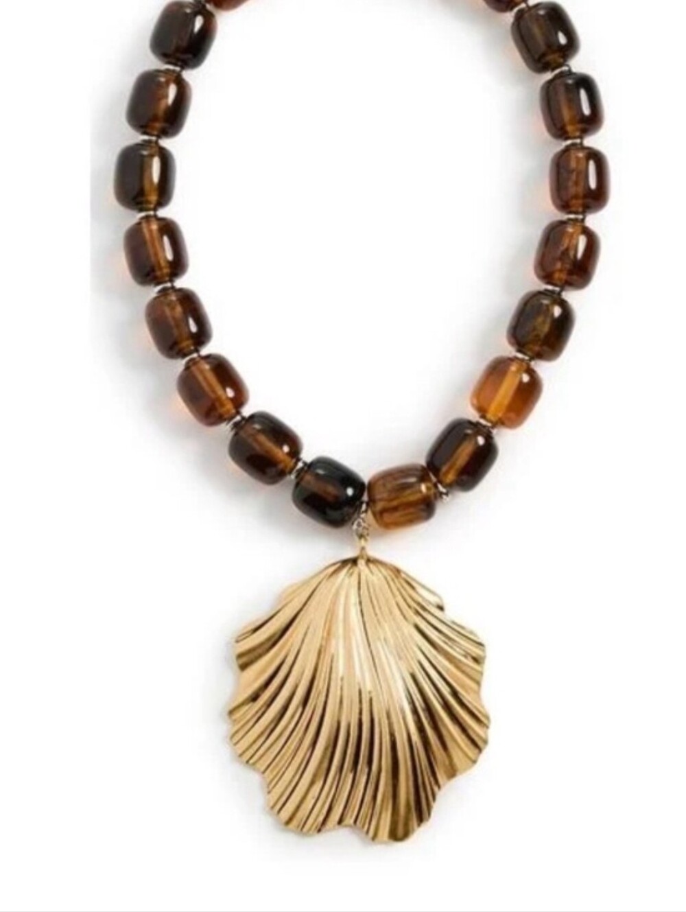 🤎▪️ Natasha▪️ Beaded Shell Resort Short Statement Pendant Necklace